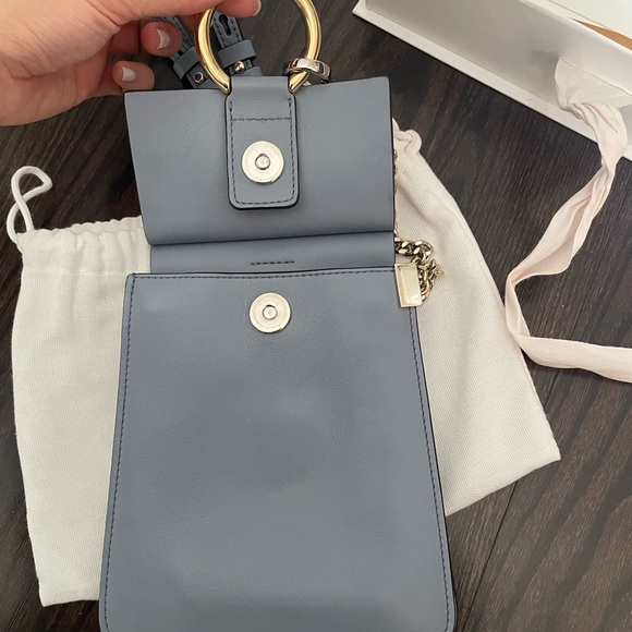 Chloe mini Faye bracelet bag. Color is a blue/grey - Picture 3 of 5